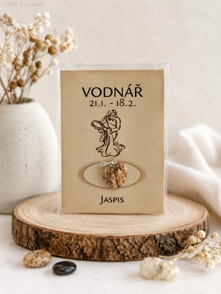 Minerální přívěsek srdce – obrázkový jaspis - Vodnář