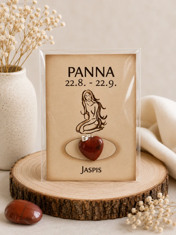 Minerální přívěsek srdce – červený jaspis – Panna