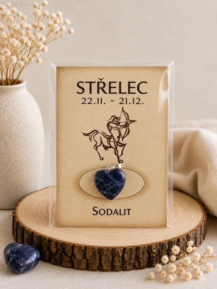 Minerální přívěsek srdce – sodalit – Střelec