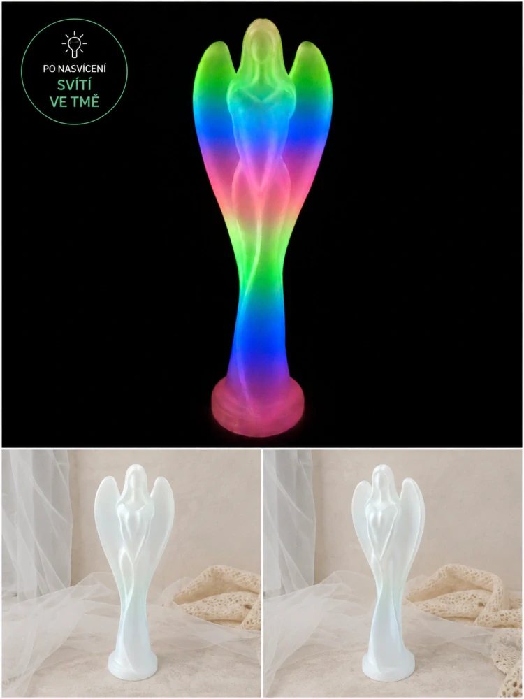 Fosforeskující anděl duhový – svítící ve tmě, 18 cm