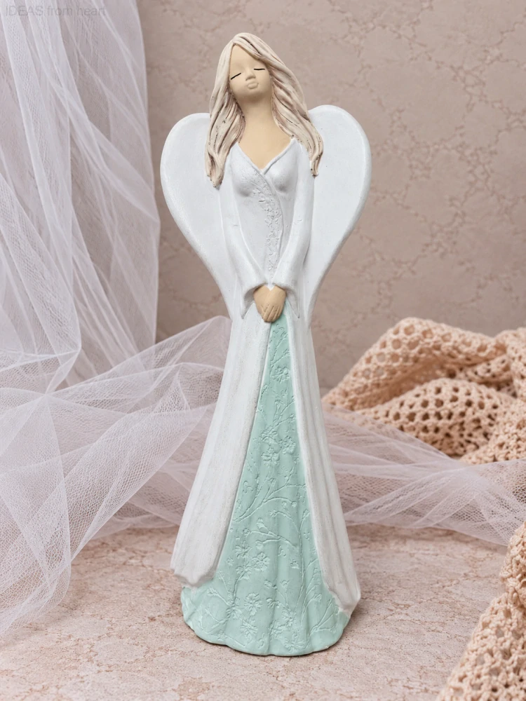 Anděl Majda v bílo-mintové 36cm - sádra