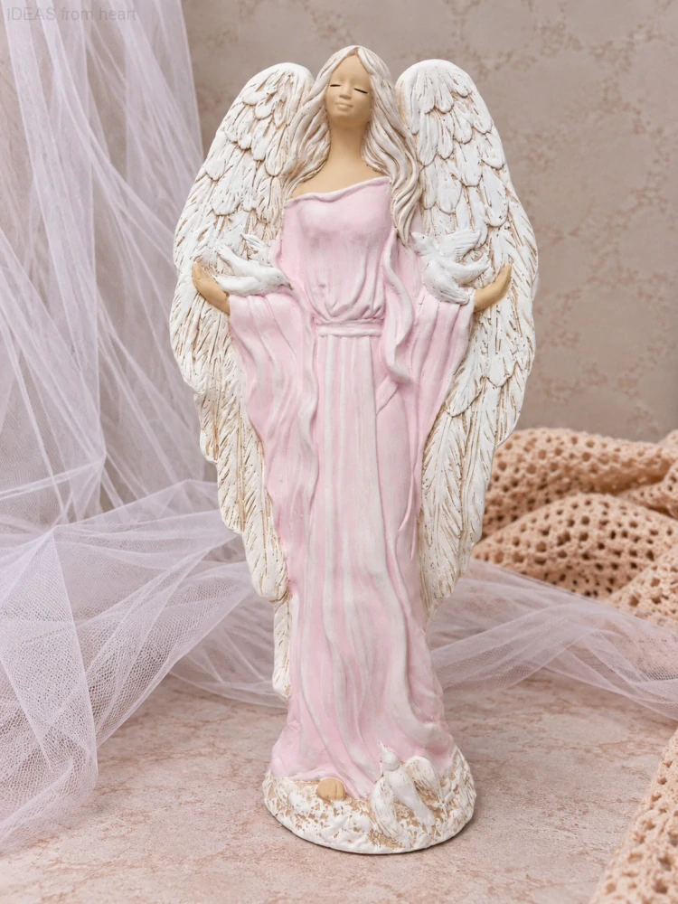 Anděl Gloria růžová , výška 42 cm - sádra