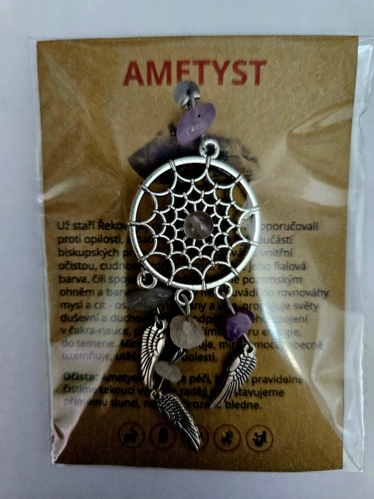 Klíčenka- Přívěšek na klíče - lapač snů s Ametystem