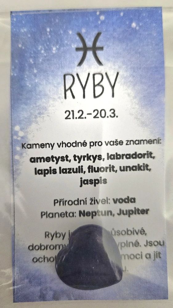 Minerál ve tvaru srdce podle znamení zvěrokruhu -  Ryby - Lapis lazuli 