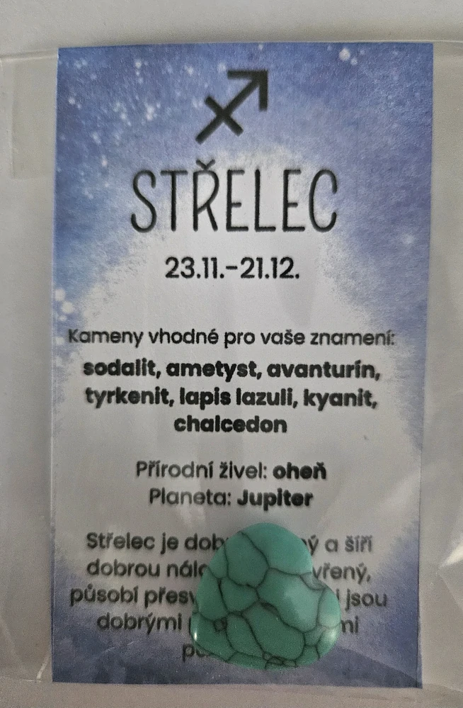 Minerál ve tvaru srdce podle znamení zvěrokruhu - Střelec - Tyrkenit 