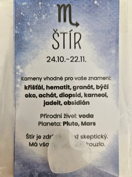 Minerál ve tvaru srdce podle znamení zvěrokruhu - Štír - Křišťál