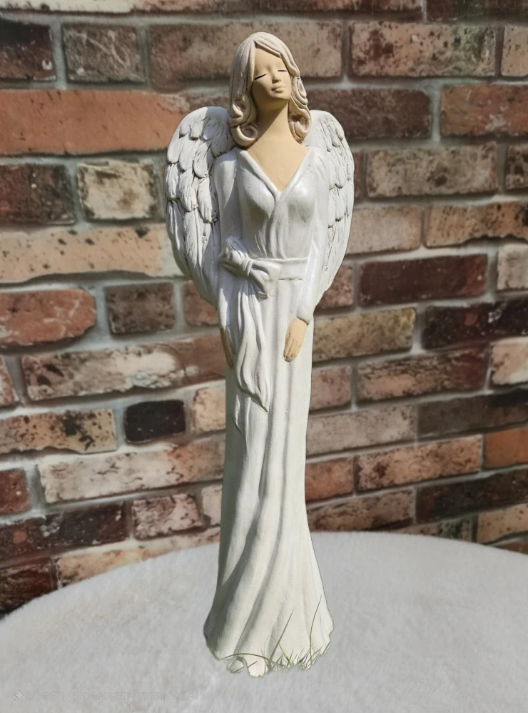 Andělka Kinga posel čistoty  v perleťových šatech - 42 cm - sádra