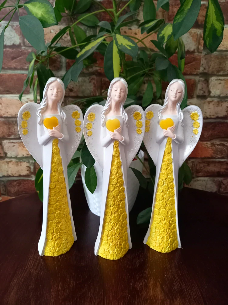 Sádrová Andělka s Minerálem - CITRÍN