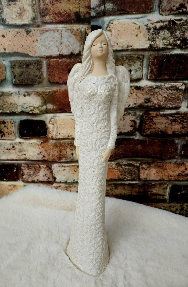 Andělka Alexandra krémová, výška 39 cm - sádra