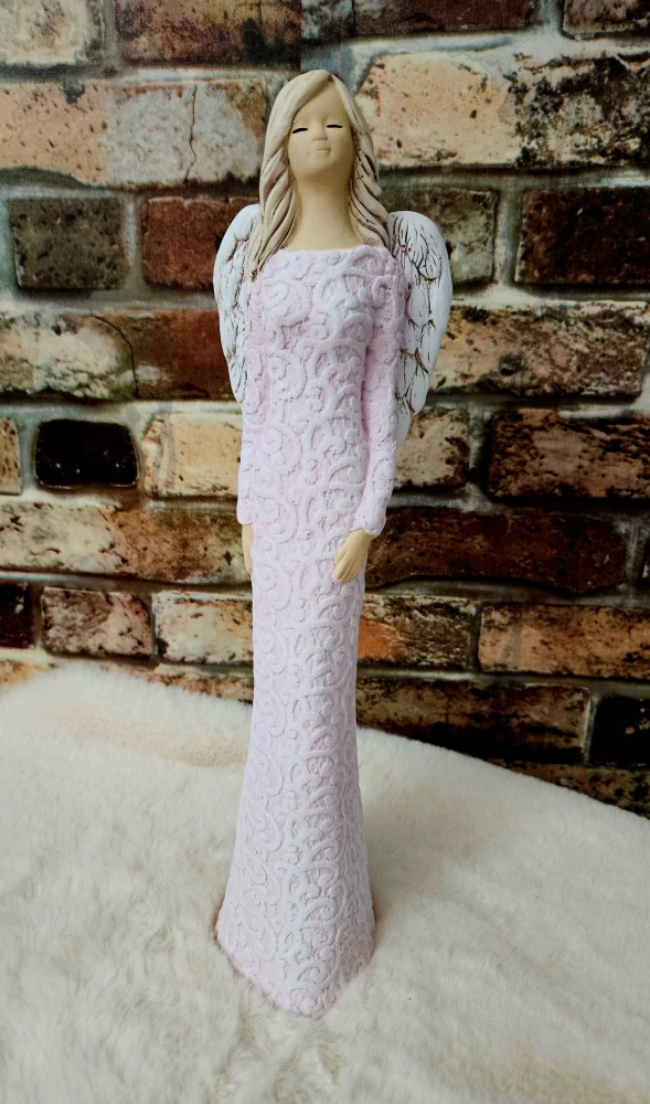 Andělka Alexandra růžová, výška 39 cm - sádra