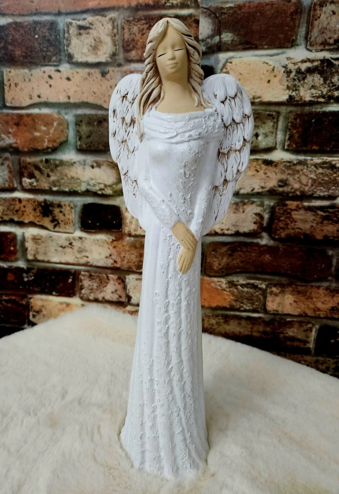 Andělka Lena bílá perleť, výška 41 cm - sádra