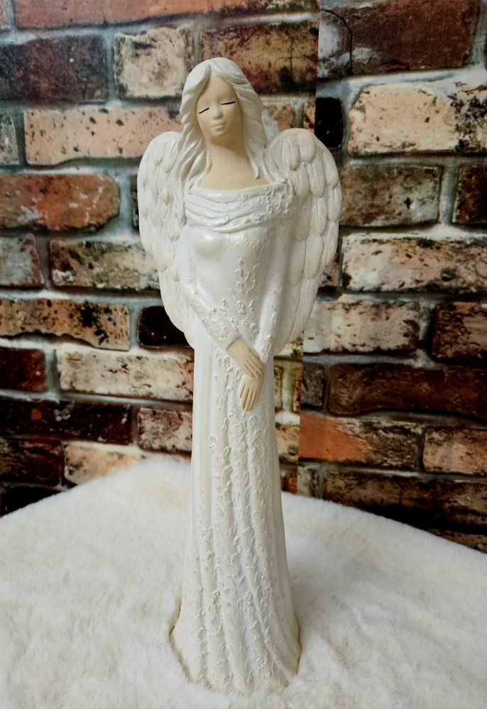 Andělka Lena krémová, výška 41 cm - sádra