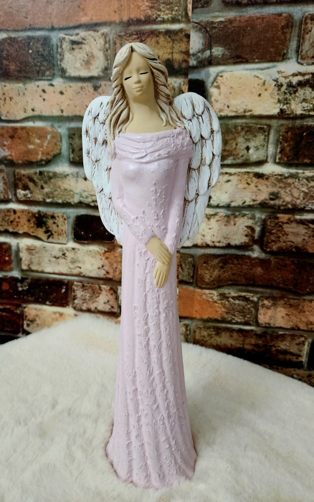 Andělka Lena růžová, výška 41 cm - sádra