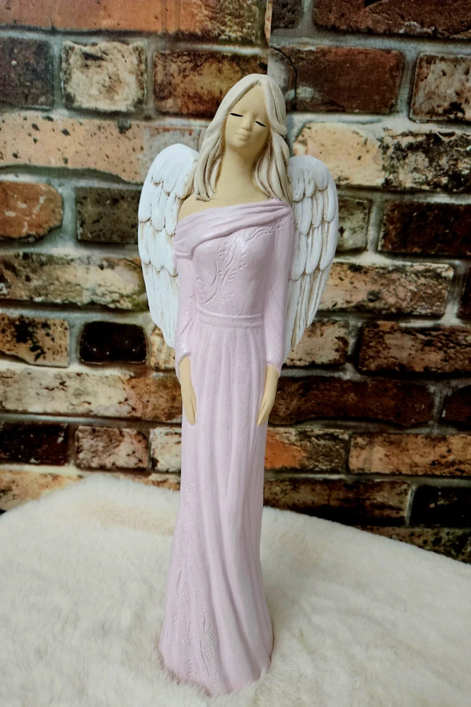Andělka Paula růžová, výška 42 cm - sádra