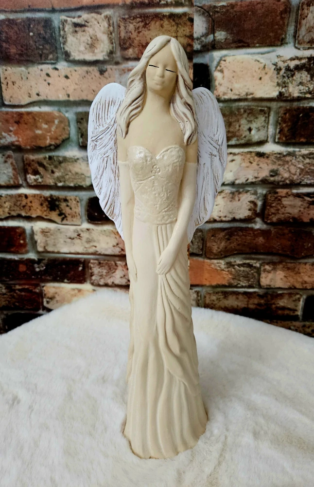 Andělka Sandra broskvová, výška 42 cm - sádra