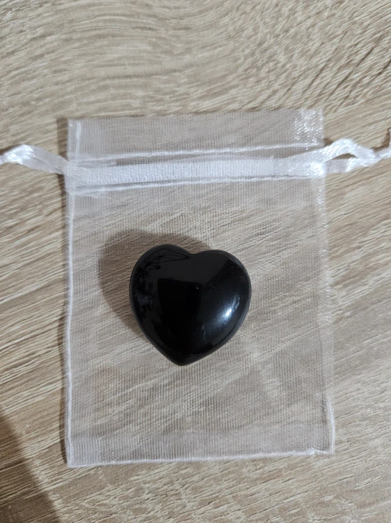 Srdce Obsidián černý 30×30 mm v praktickém pytlíčku