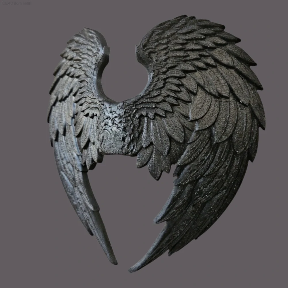 Andělská křídla z polyuretanu – čená, 26 × 21 cm | pro tvorbu soch a andělů