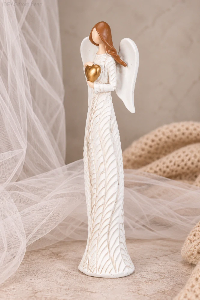 Andělka se zlatým srdcem – 32 cm - polyresin