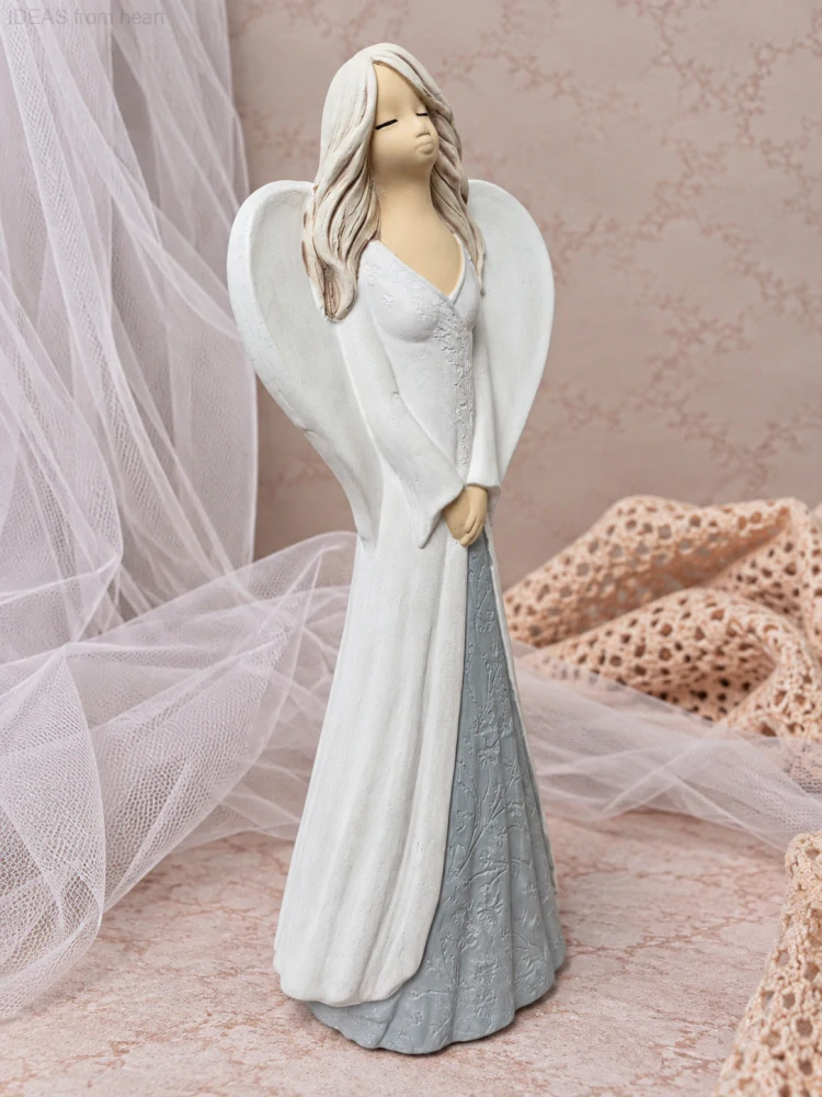 Anděl Majda v bílo-šedé 36cm - sádra