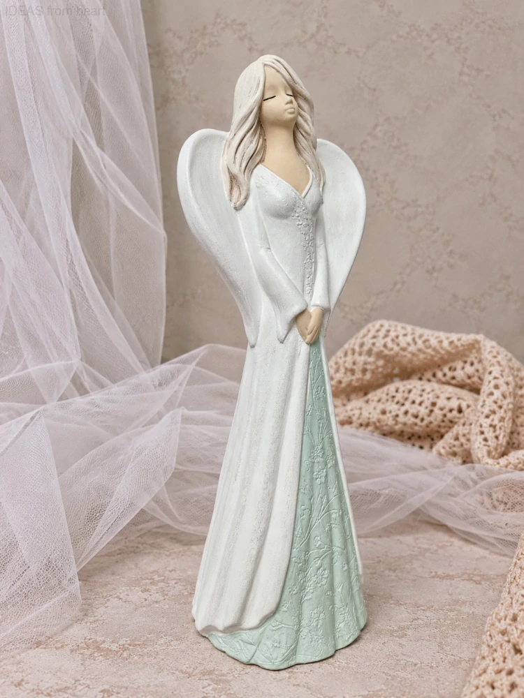 Anděl Majda v bílo-mintové 36cm - sádra