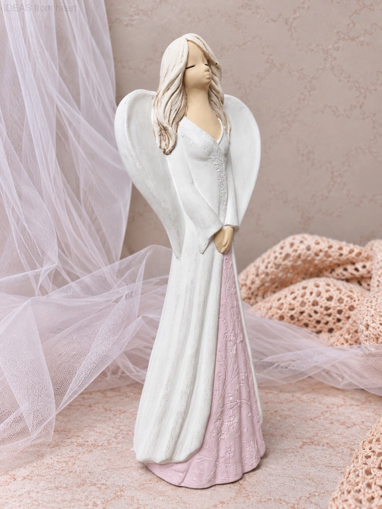 Anděl Majda v bílo-růžové 36cm - sádra