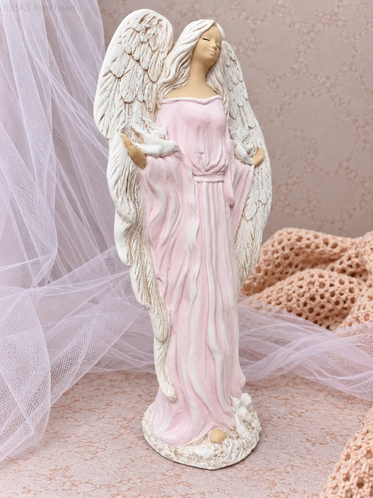 Anděl Gloria růžová , výška 42 cm - sádra