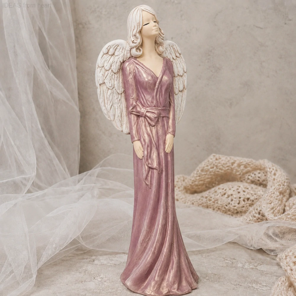 Anděl Kinga – starofialová se zlatým perleťovým efektem 42 cm - sádra