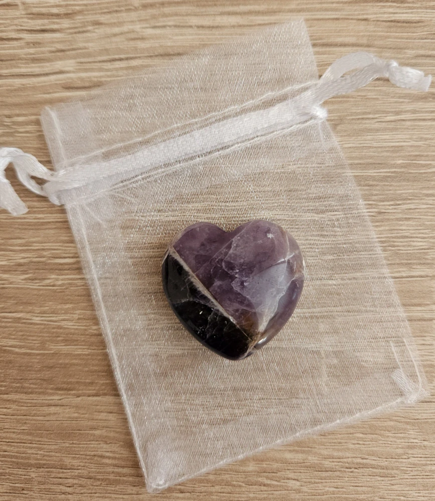 Srdce Ametyst 30x30 mm v praktickém pytlíčku
