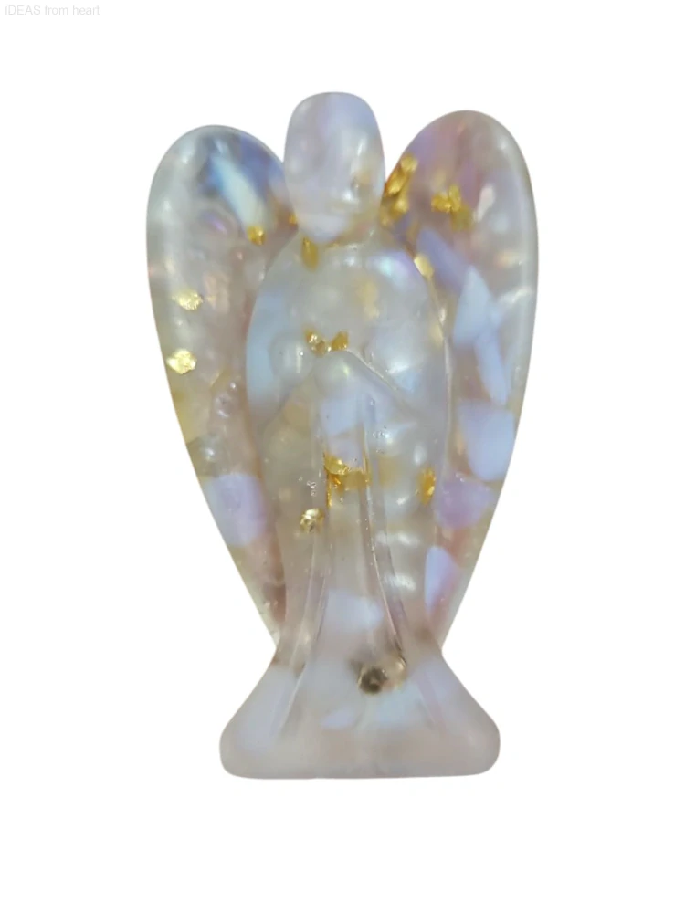 Orgonitový Anděl s Křišťálem aurou a Opalitem 7 cm