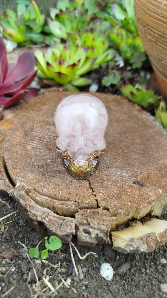 Orgonitová lebka s růženínem – něha, láska a srdeční harmonie