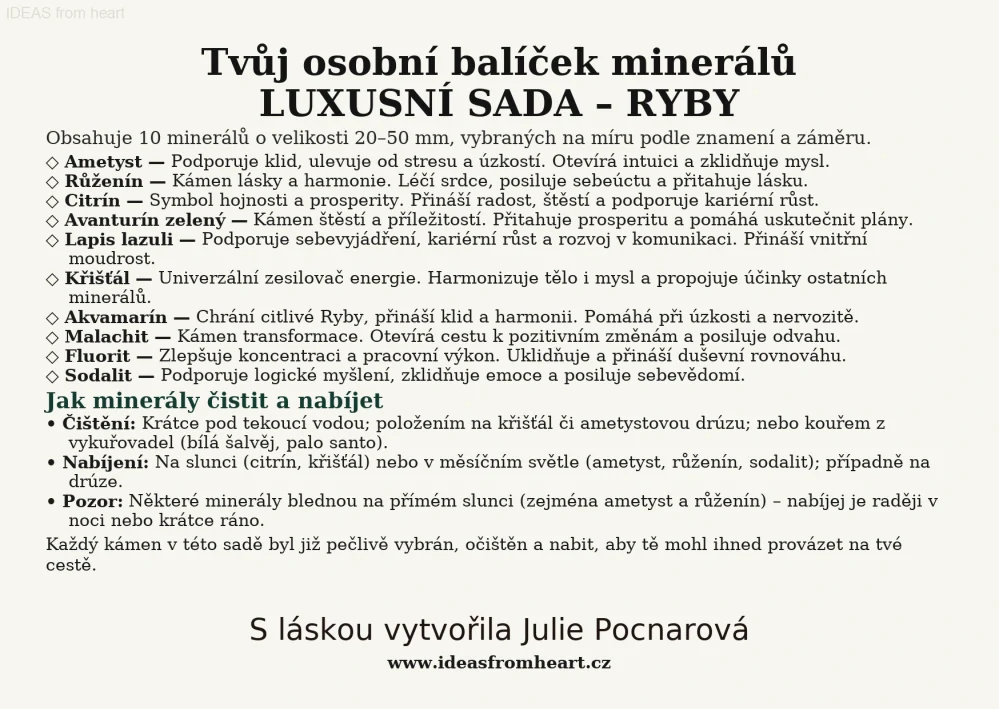 Luxusní sada – osobní balíček minerálů na míru