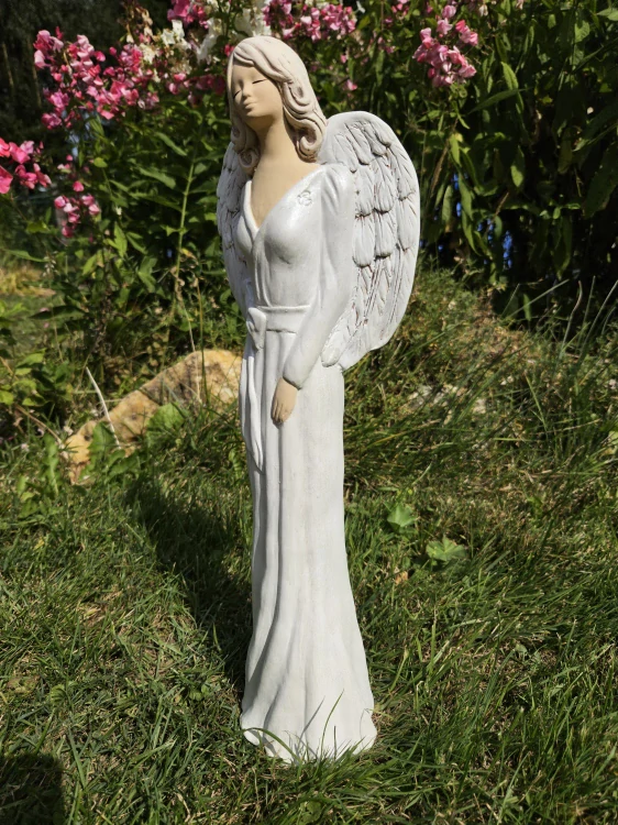 Andělka Kinga posel čistoty  v perleťových šatech - 42 cm - sádra