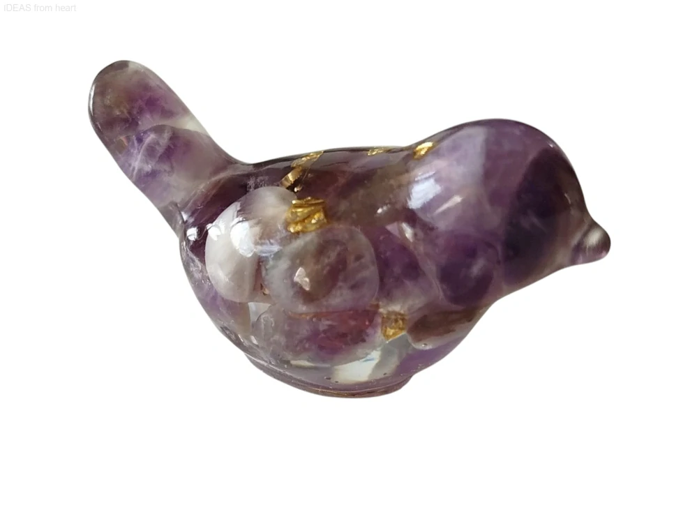  Orgonitový ptáček „Strážce intuice a vnitřního klidu“ – s ametystem