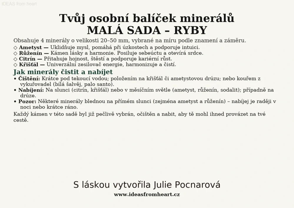 Malá sada – osobní balíček minerálů na míru