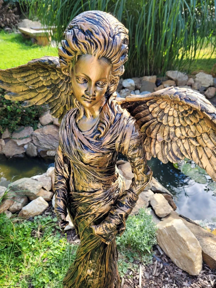 Velká Andělka 115 cm v bronzové barvě - zahradní socha  - Powertex