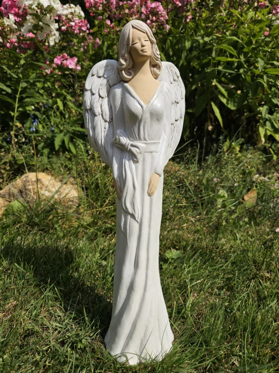 Andělka Kinga posel čistoty  v perleťových šatech - 42 cm - sádra