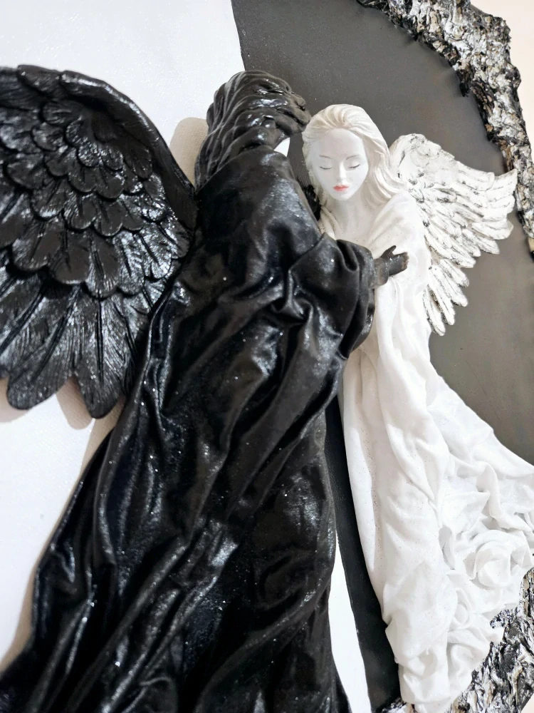 3D  obraz  dvou andělů -JIN -JANG Andělé 