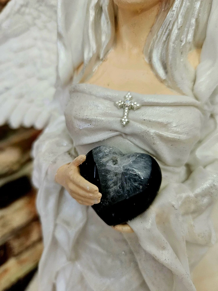 Andělka Magdalena Marie 50 cm Strážkyně rovnováhy a světla s černým pruhovaným achátem - Powertex