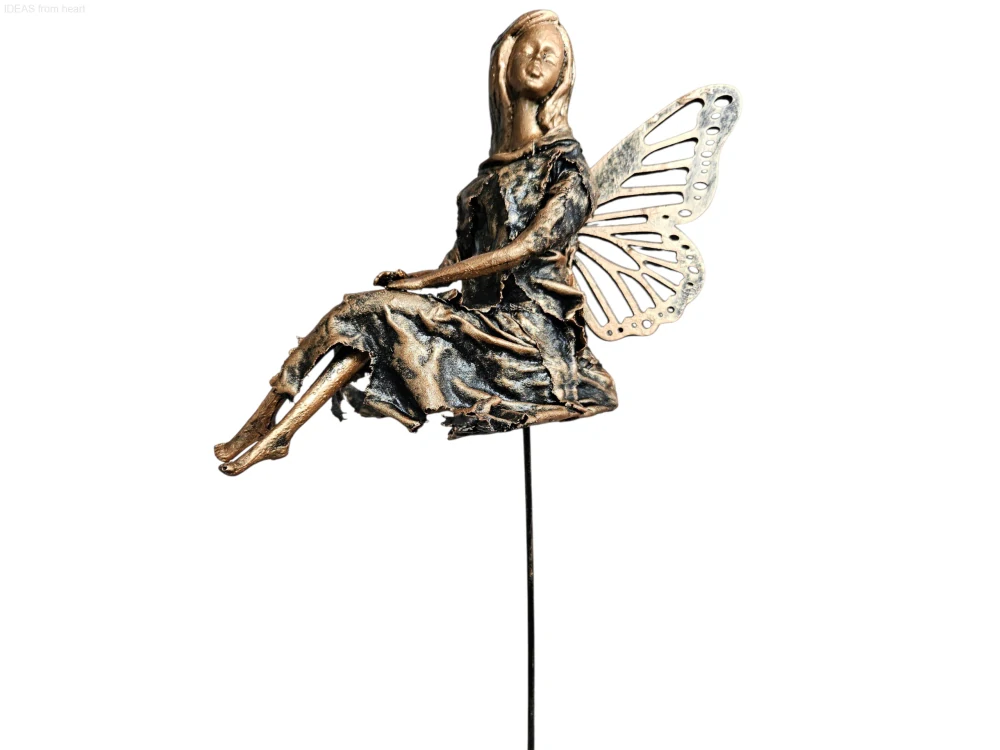 Zahradní víla s motýlími křídly – bronzová patina - Powertex