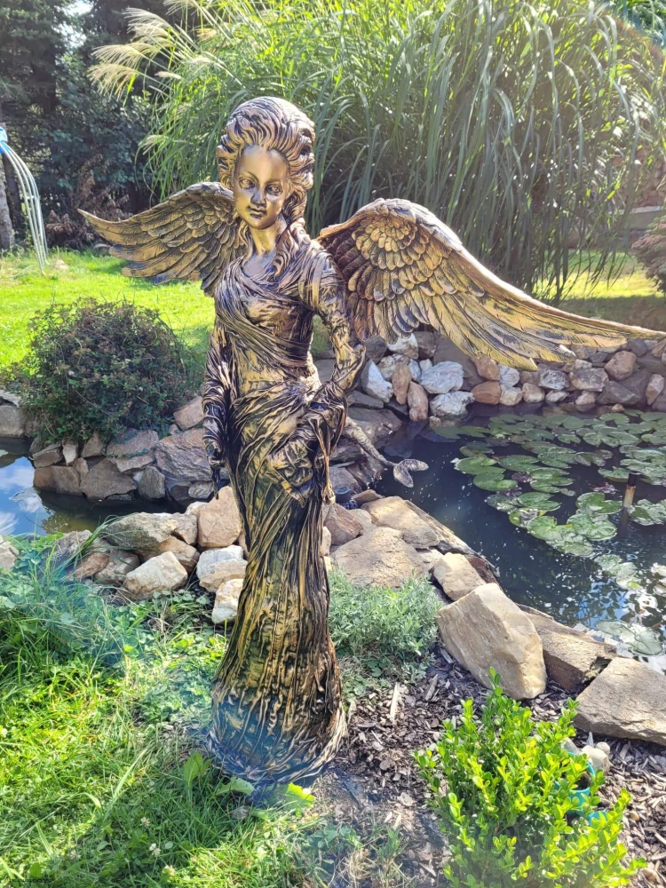 Velká Andělka 115 cm v bronzové barvě - zahradní socha  - Powertex