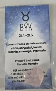 Minerál ve tvaru srdce podle znamení zvěrokruhu - Býk - Růženín 
