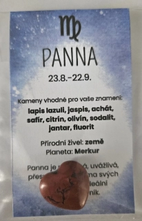 Minerál ve tvaru srdce podle znamení zvěrokruhu - Panna - Jaspis červený 