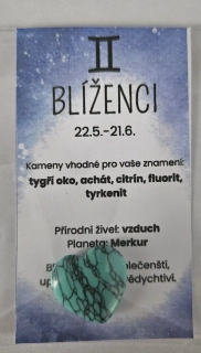 Minerál ve tvaru srdce podle znamení zvěrokruhu - Blíženci - Tyrkenit 