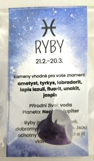 Minerál ve tvaru srdce podle znamení zvěrokruhu - Ryby - Ametyst 