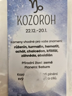 Minerál ve tvaru srdce podle znamení zvěrokruhu - Kozoroh - Křišťál