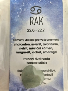 Minerál ve tvaru srdce podle znamení zvěrokruhu - Rak - Avanturín