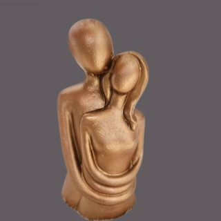 Objímající pár milenců bronzový - jedno tělo jedna duše 12 cm - sádra