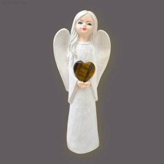 Andělka s tygřím okem – ručně malovaná soška pro sílu, odvahu a ochranu  15,5 cm - sádra