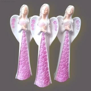 Sádrová Andělka s  Minerálem  - RŮŽENÍN  