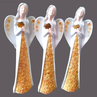 Sádrová Andělka s Minerálem - JASPIS OBRÁZKOVÝ